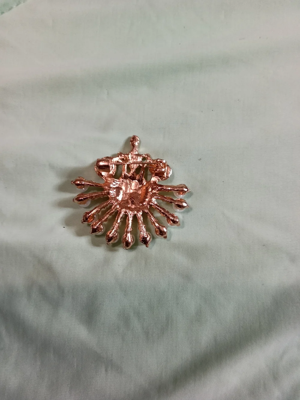 Rose Gold Pearl Accent Brooch - Elegant Women's Jewelry